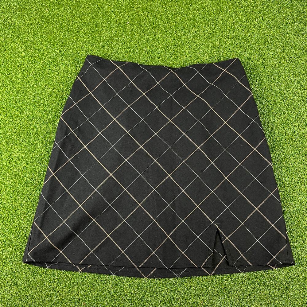 Y2K Abercrombie & Fitch Black Argyle Mini Skirt Sz S